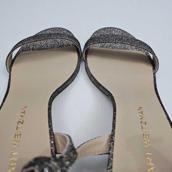 NEW Stuart Weitzman Minimalist 50 Sandal Womens 11 Metallic Pyrite Sparkle Heels - Picture 10 of 14